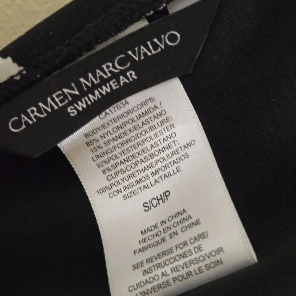 Carmen Marc Valvo Black Splash O Ring Halter Bikini Size S